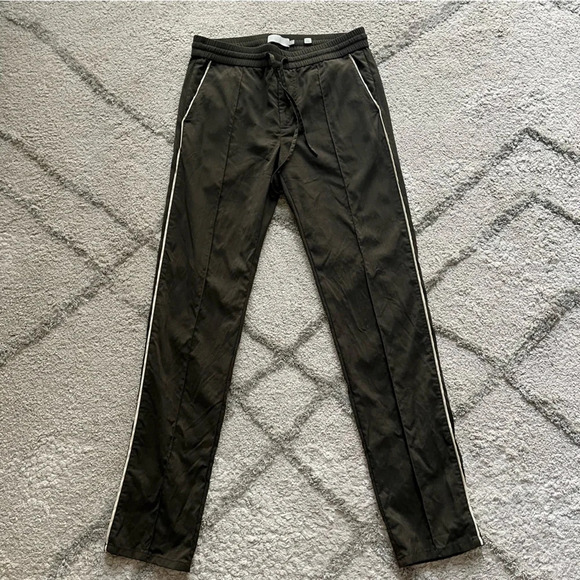 Vince wool pull on trouser pants casual stripe pull on drawstring green small - Picture 2 of 12